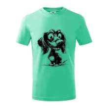 Černobílá karikatura jezevčík