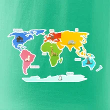 Světové kontinenty s názvy a zvířátky