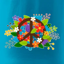 Peace symbol prorostlý květinami