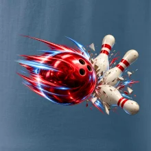 Bowlingová koule v akci a padající kuželky
