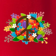 Peace symbol prorostlý květinami