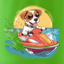 Jack russell teriér na vodním skútru