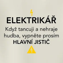 Elektrikář - hlavní jistič - Nápis na zádech