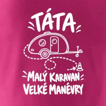 Táta malý karavan velké manévry bílý linkový potisk