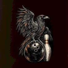 Bowling havran s koulí a kuželkou