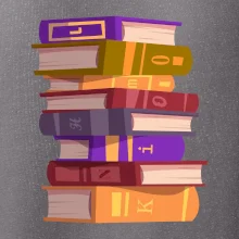 Knihomol stojící knihy