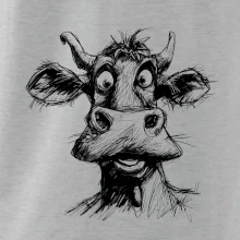 Černobílá karikatura světlá kráva hlava