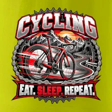 Cyklistické kolo mezi horami eat sleep repeat