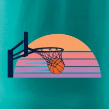 Retro západ slunce a basketbalový koš