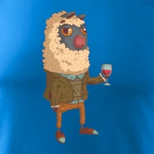 Alpaka s vínem muž