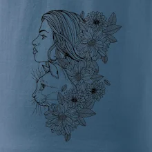 Žena a kočka - kreslená