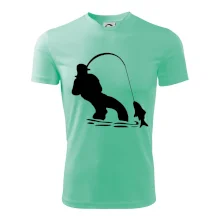 Rybář tahající rybu