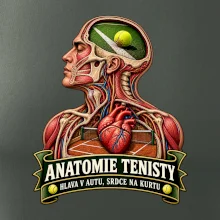 Anatomie tenisty hlava v autu srdce na kurtu