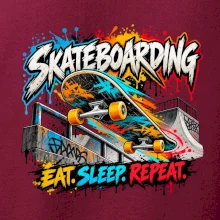 Skateboard ve street stylu eat sleep repeat