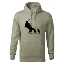 Rybář tahající rybu