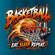 Basketbalový koš s míčem eat sleep repeat