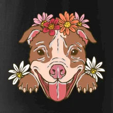 Americký stafordširský teriér hlava s květinami