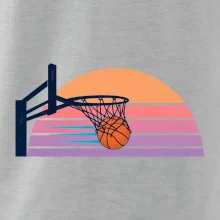 Retro západ slunce a basketbalový koš