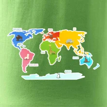 Světové kontinenty s názvy a zvířátky