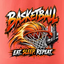Basketbalový koš s míčem eat sleep repeat