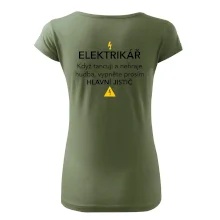 Elektrikář - hlavní jistič - Nápis na zádech
