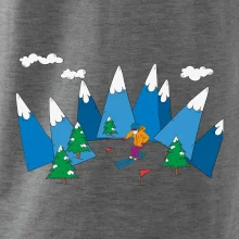 Lyžař a barevné hory