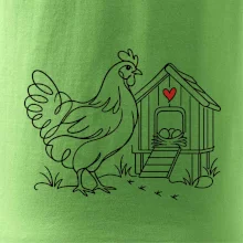 Slepice a kurník se srdíčkem