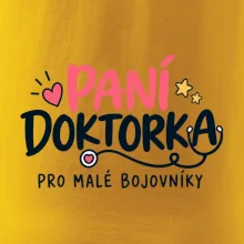 Paní doktorka pro malé bojovníky - nápis se stetoskopem