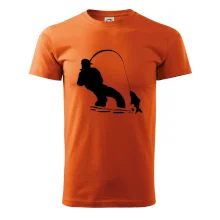 Rybář tahající rybu