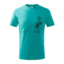 Kreslený rybář na pařezu