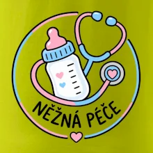 Něžná péče - kruhový znak s lahvičkou