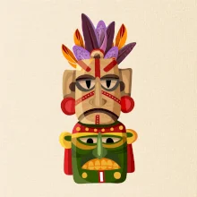 Mayové maska s peřím