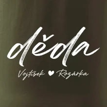 Děda Tričko se jmény dětí psací písmo