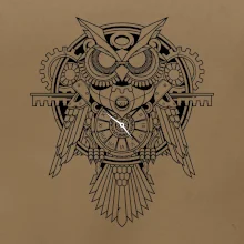 Steampunk sova černobílá