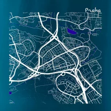 Praha - 14100 mapa s vodními toky