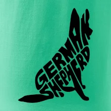 Německý ovčák sedící napis