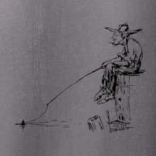 Kreslený rybář na pařezu