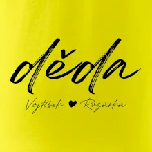 Děda Tričko se jmény dětí psací písmo