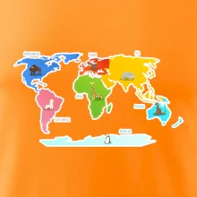 Světové kontinenty s názvy a zvířátky