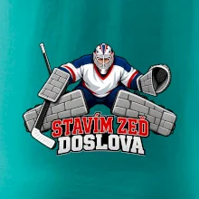 Hokejový brankář staví zeď