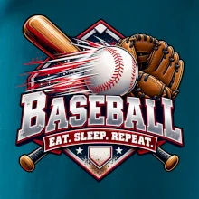 Baseballová pálka s rukavicí eat sleep repeat