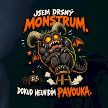 Drsné rohaté monstrum se bojí pavoučka