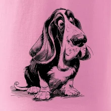 Černobílá karikatura baset