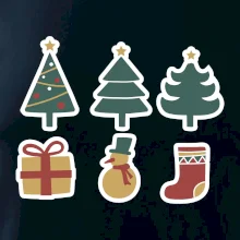 Vánoční sada - stromky a dárky