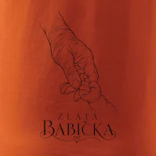 Zlatá babička s dětskou ručičkou minimalistická kresba