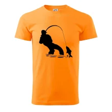 Rybář tahající rybu