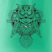 Steampunk sova černobílá