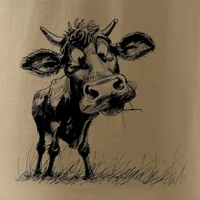 Černobílá karikatura kráva stojící