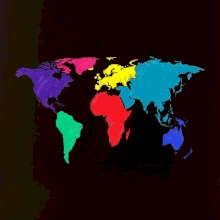 Světové kontinenty bez názvů - barevné