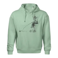 Kreslený rybář na pařezu